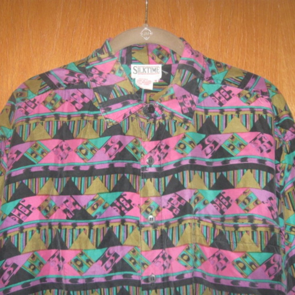 Silktime Multi-Colored Button Down Blouse - image 2